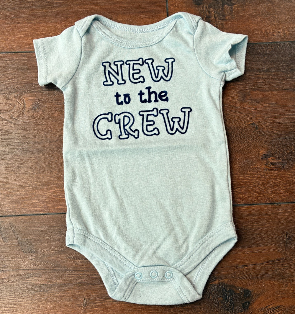Baby Starters New To The Crew Bodysuit Blue, Size 9 Months